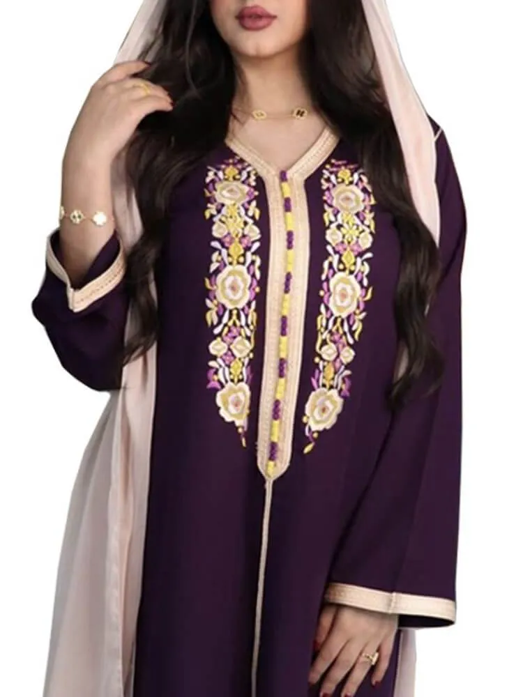 Embroidered Lace Stitched Jalabiya Dress