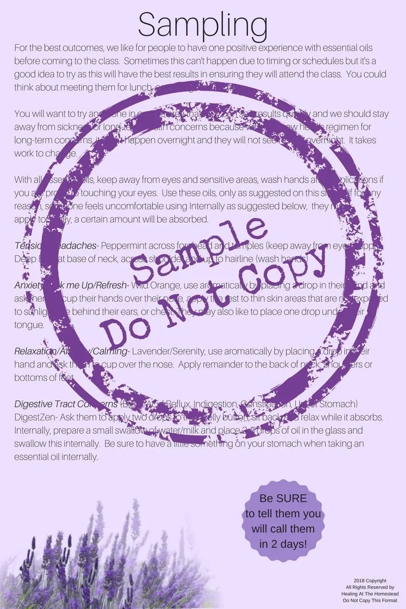 Essential Oil Class Hostess Packet -Download