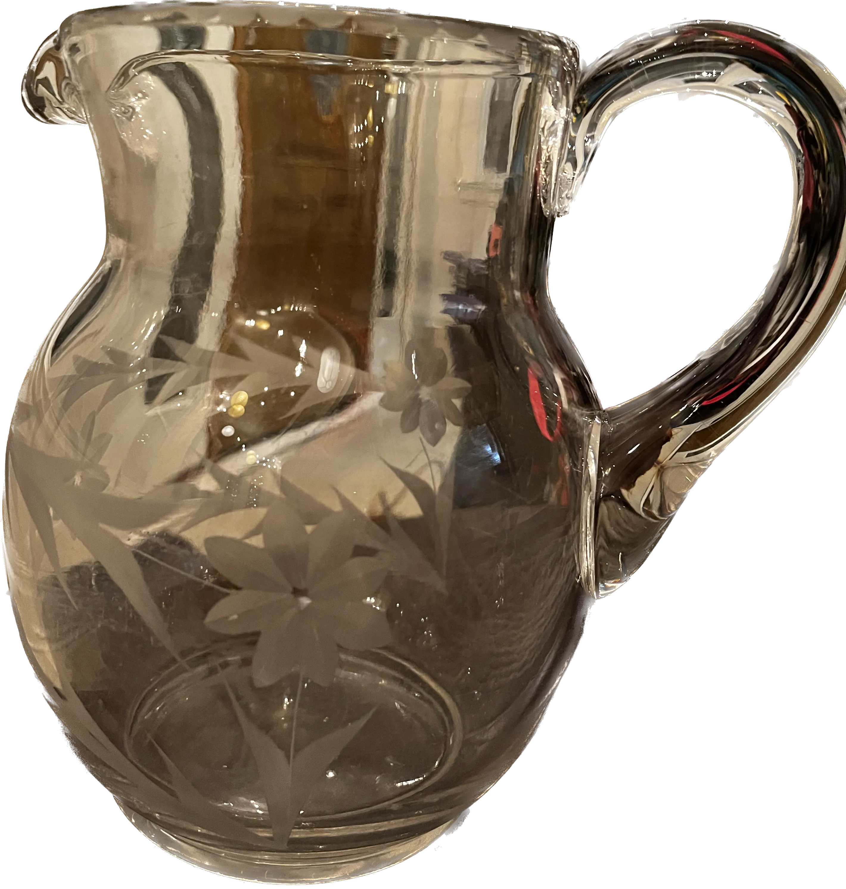 Etched Glass Pitcher