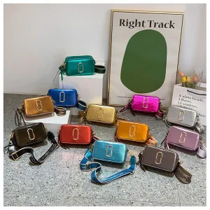 Europe and America Cross Border Bags for Women2023PU LeatherPUTextured Wide Shoulder Strap Crossbody BaginsGlossy Female Camera Bag