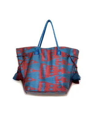 Expandable Ikat Bag with Tassels