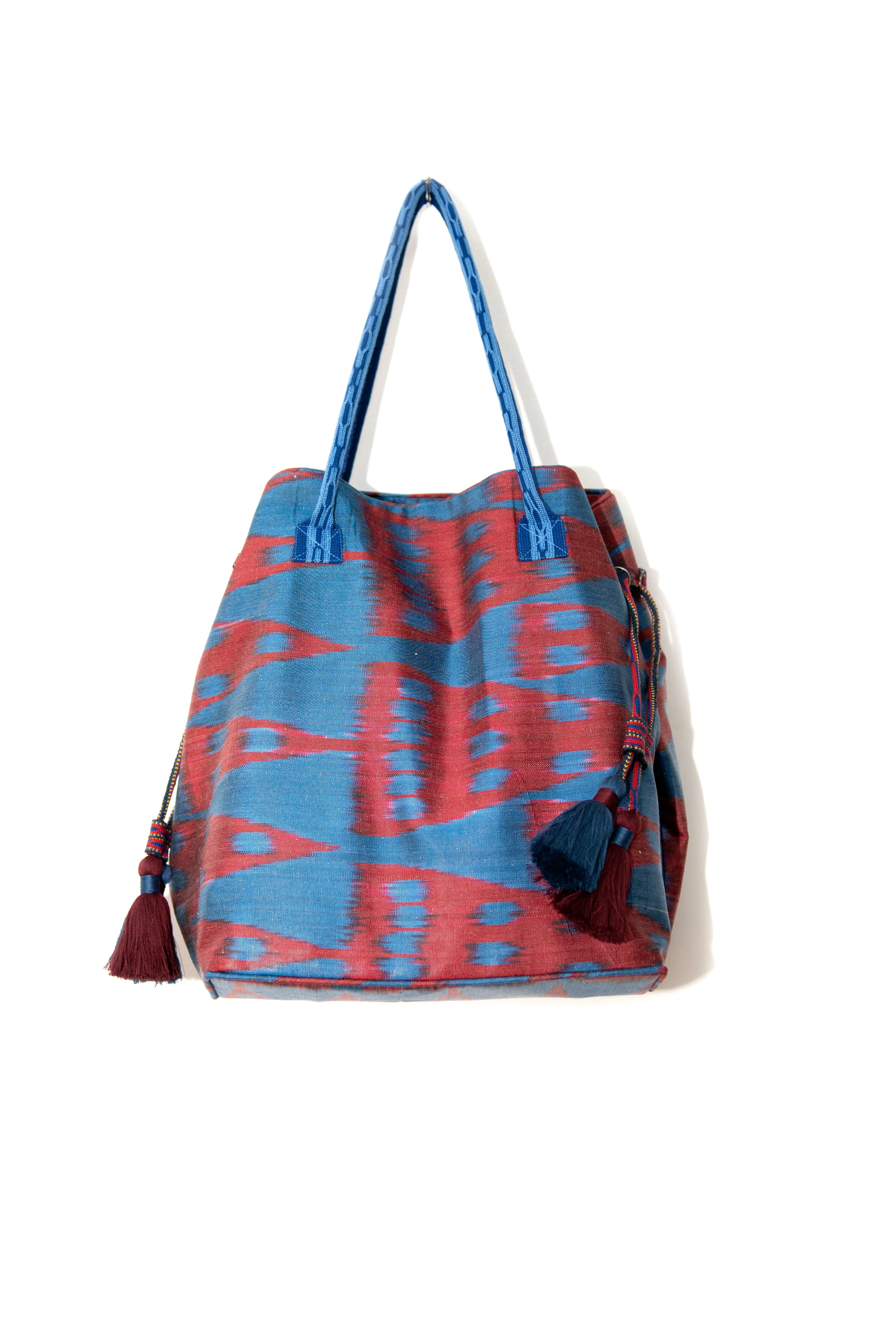 Expandable Ikat Bag with Tassels