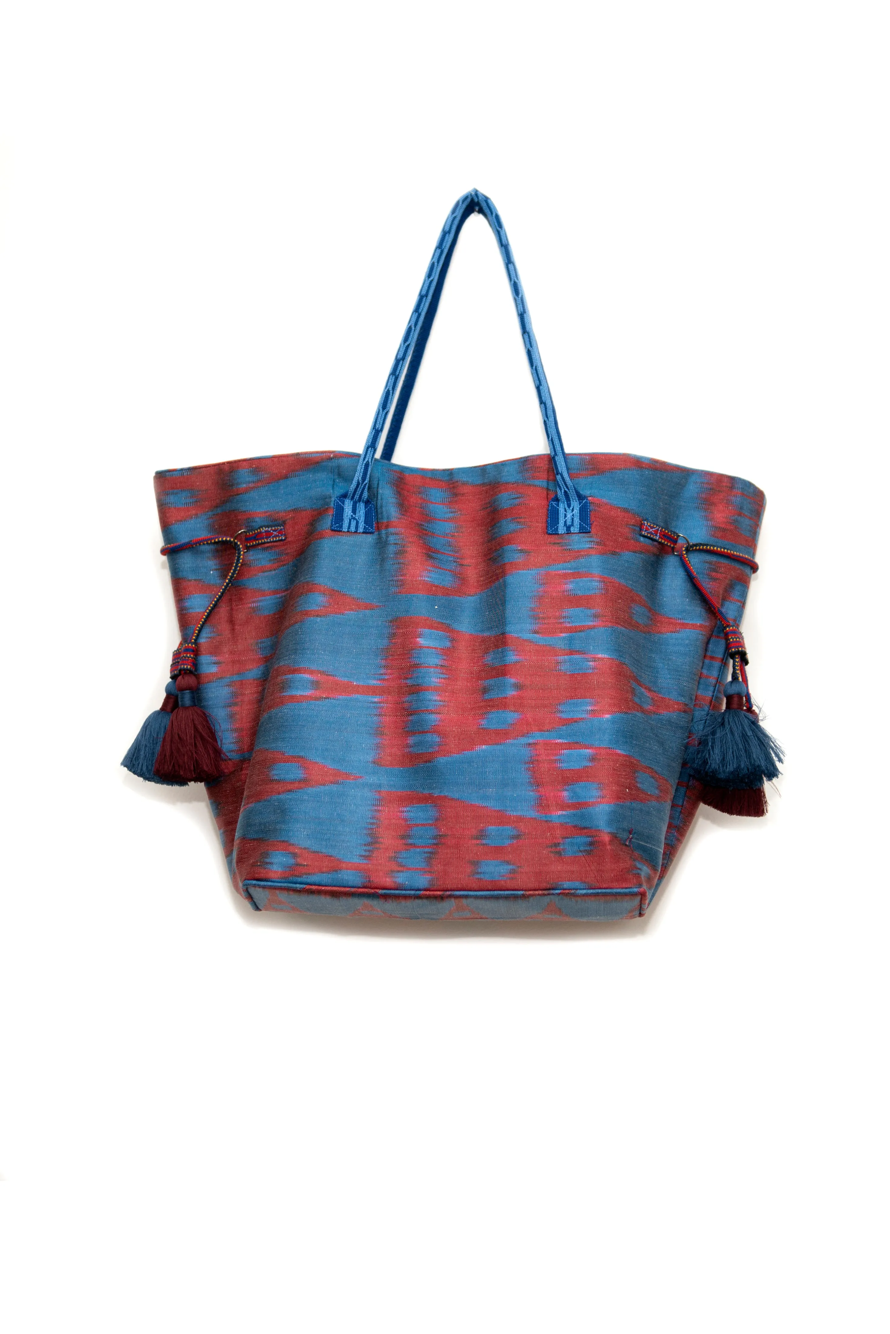 Expandable Ikat Bag with Tassels
