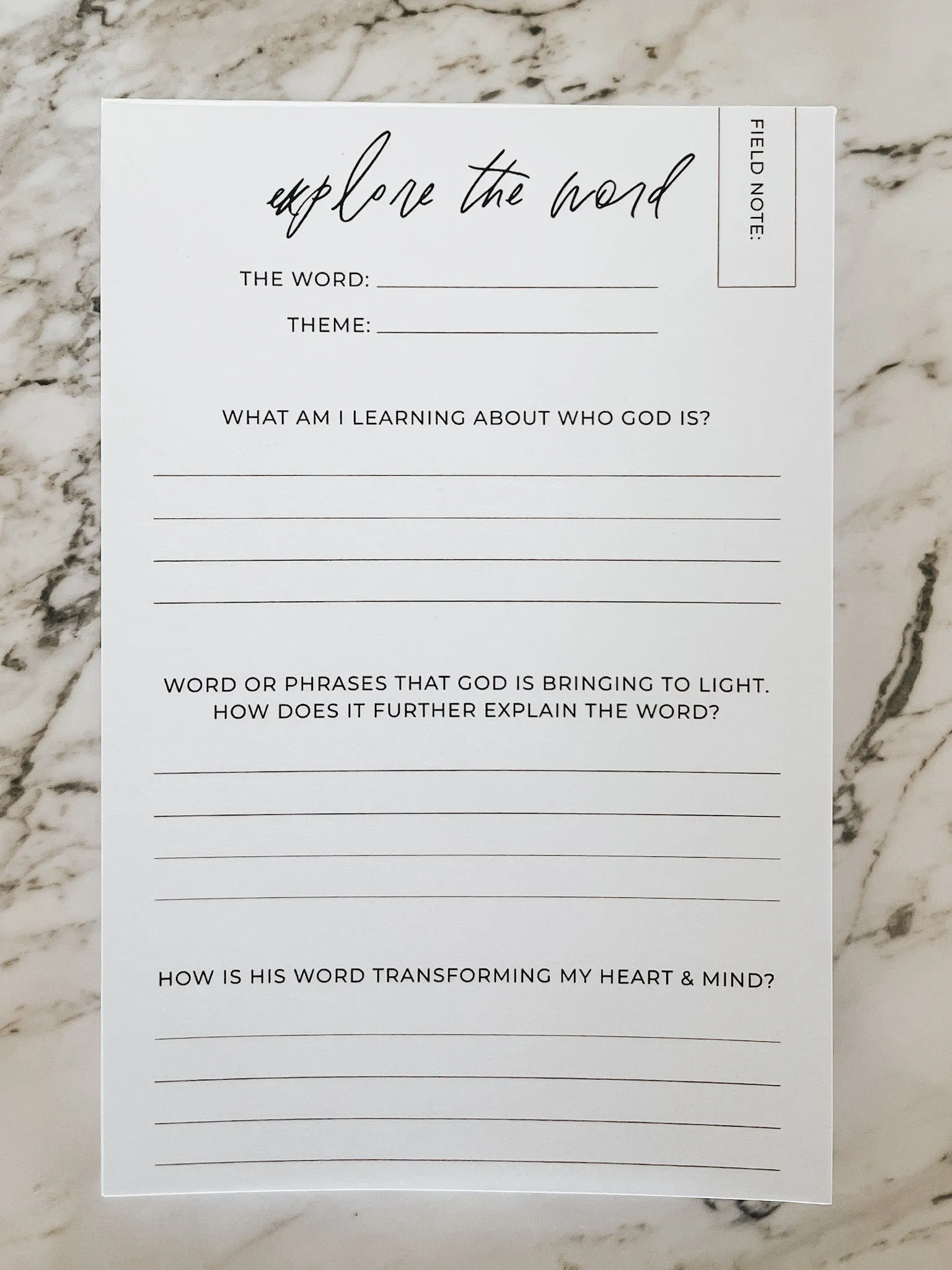Explore The Word Field Notes
