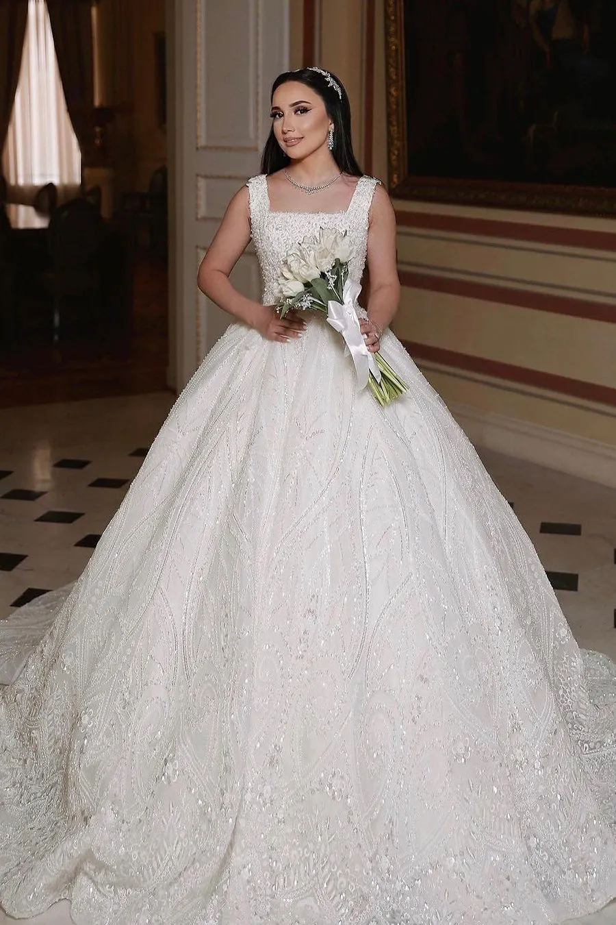 Fabulous Long Ivory A-line Sleeveless Beading Wedding Dress With Lace
