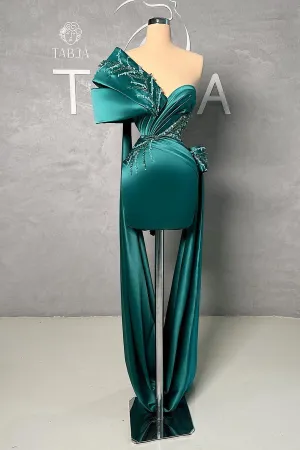 Fabulous Short Green One Shoulder Lace Sleeveless Prom Dress