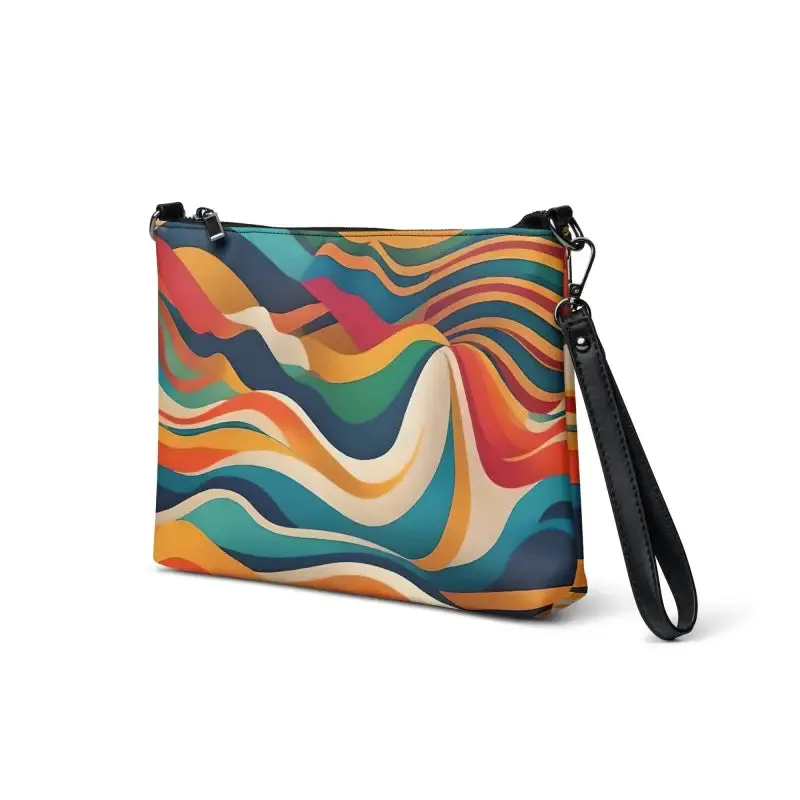 Faux Leather Wavy Stripes Crossbody Bag Elevated Vibe
