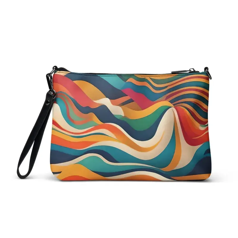 Faux Leather Wavy Stripes Crossbody Bag Elevated Vibe