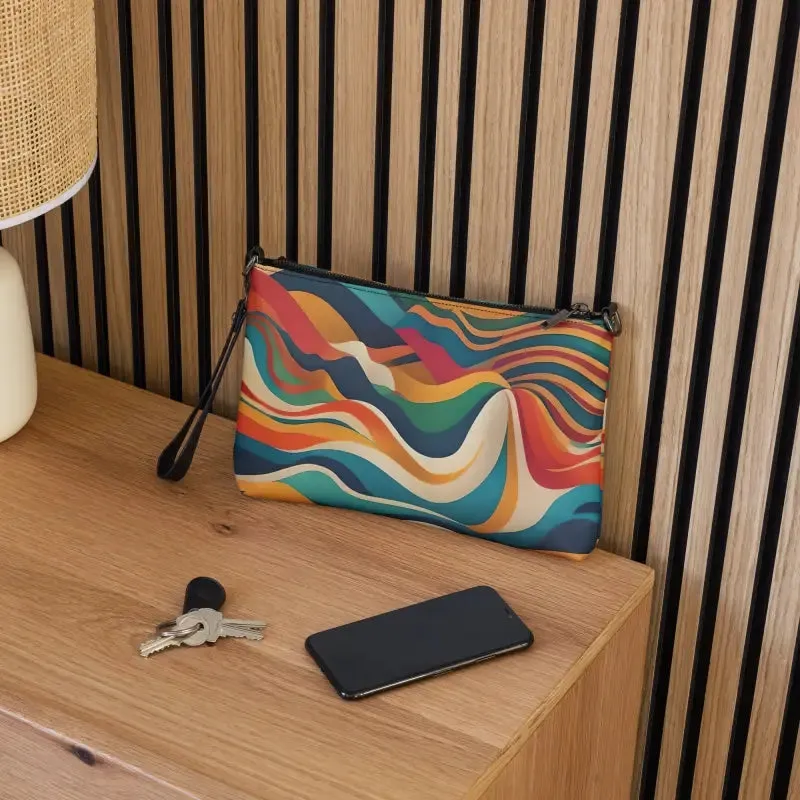 Faux Leather Wavy Stripes Crossbody Bag Elevated Vibe