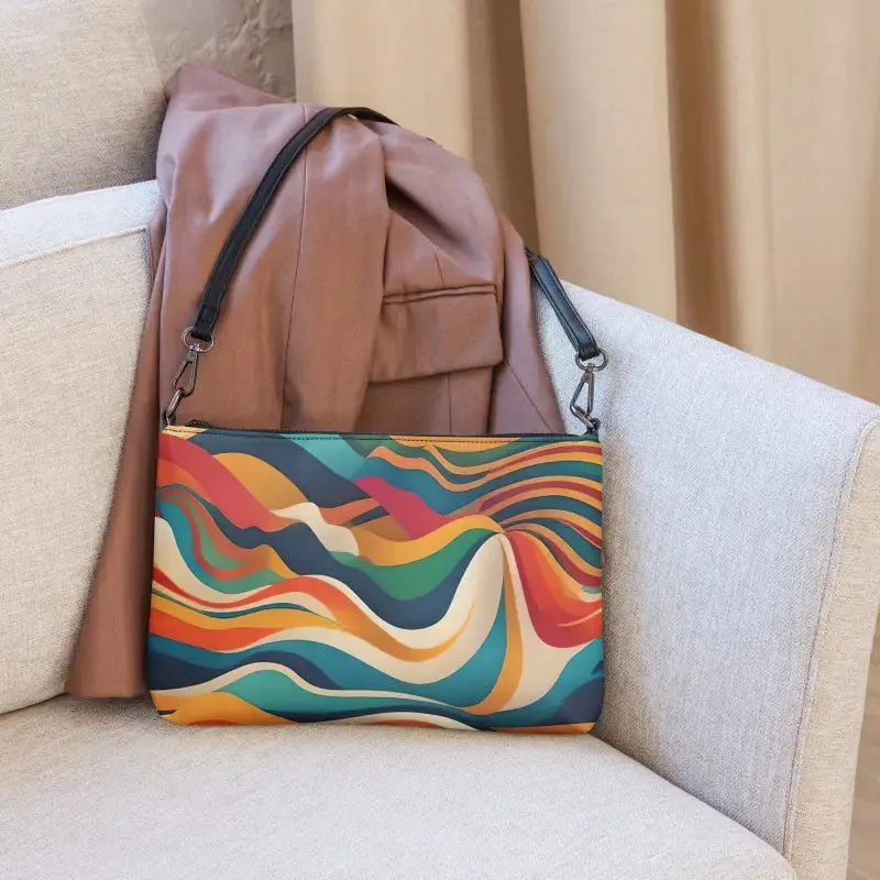 Faux Leather Wavy Stripes Crossbody Bag Elevated Vibe