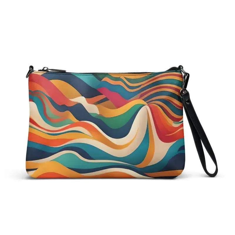 Faux Leather Wavy Stripes Crossbody Bag Elevated Vibe