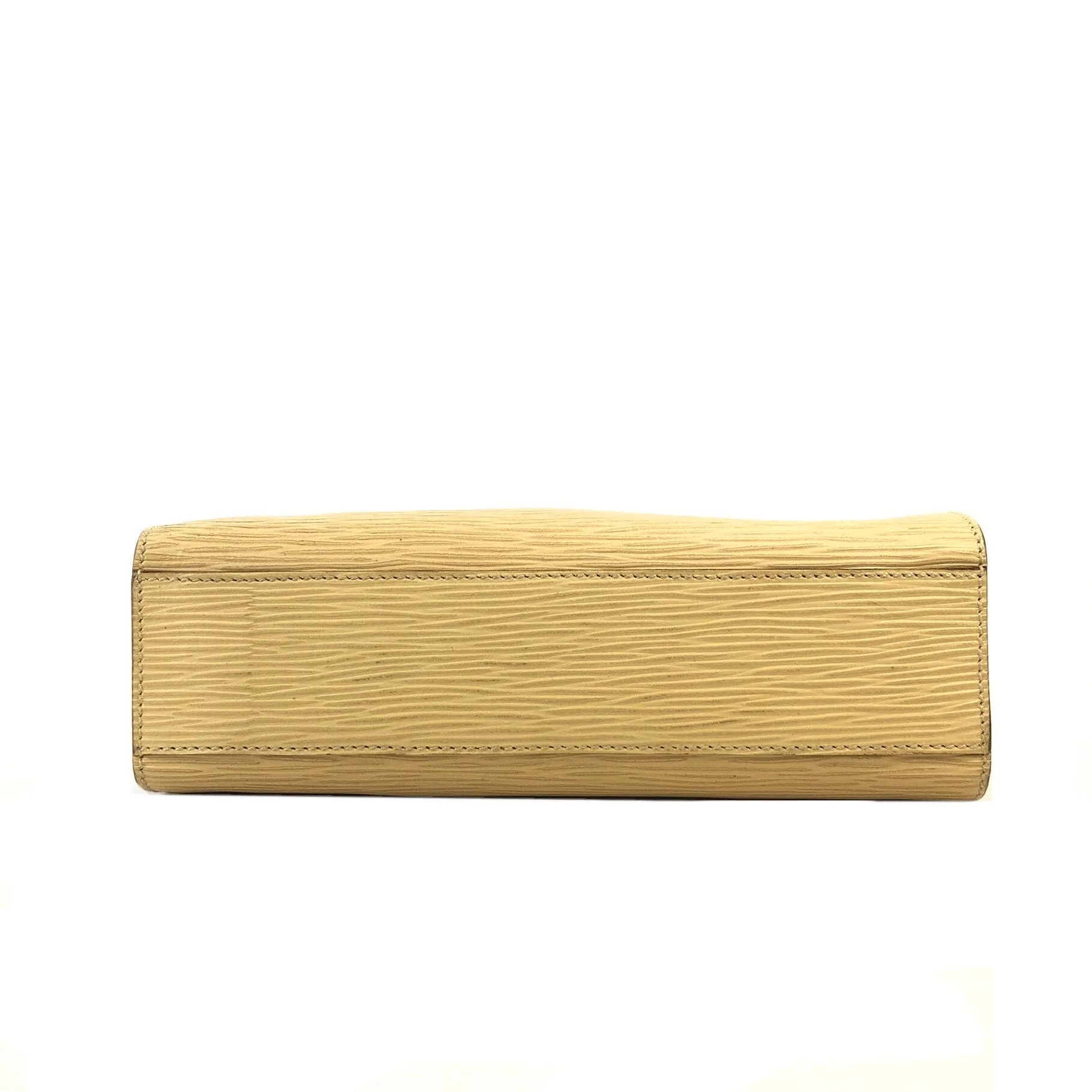 FENDI Logo Embossed Leather One Handle Handbag Beige Vintage Old 8dd845