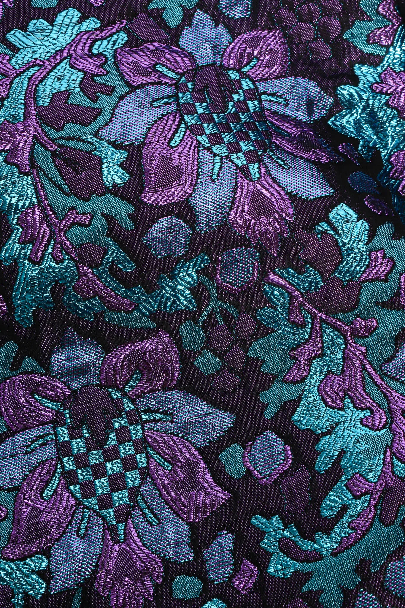 Floral Brocade Metallic Jacket & Bag Set