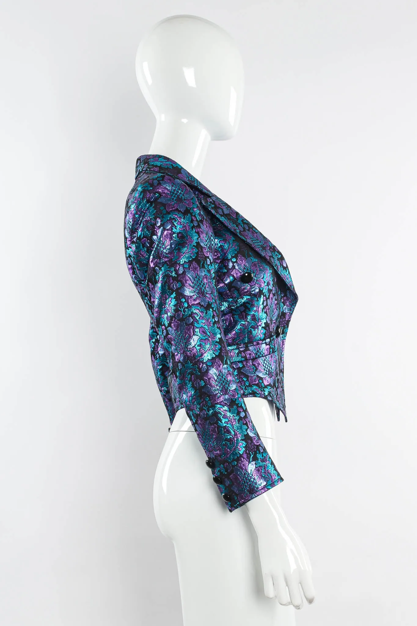 Floral Brocade Metallic Jacket & Bag Set