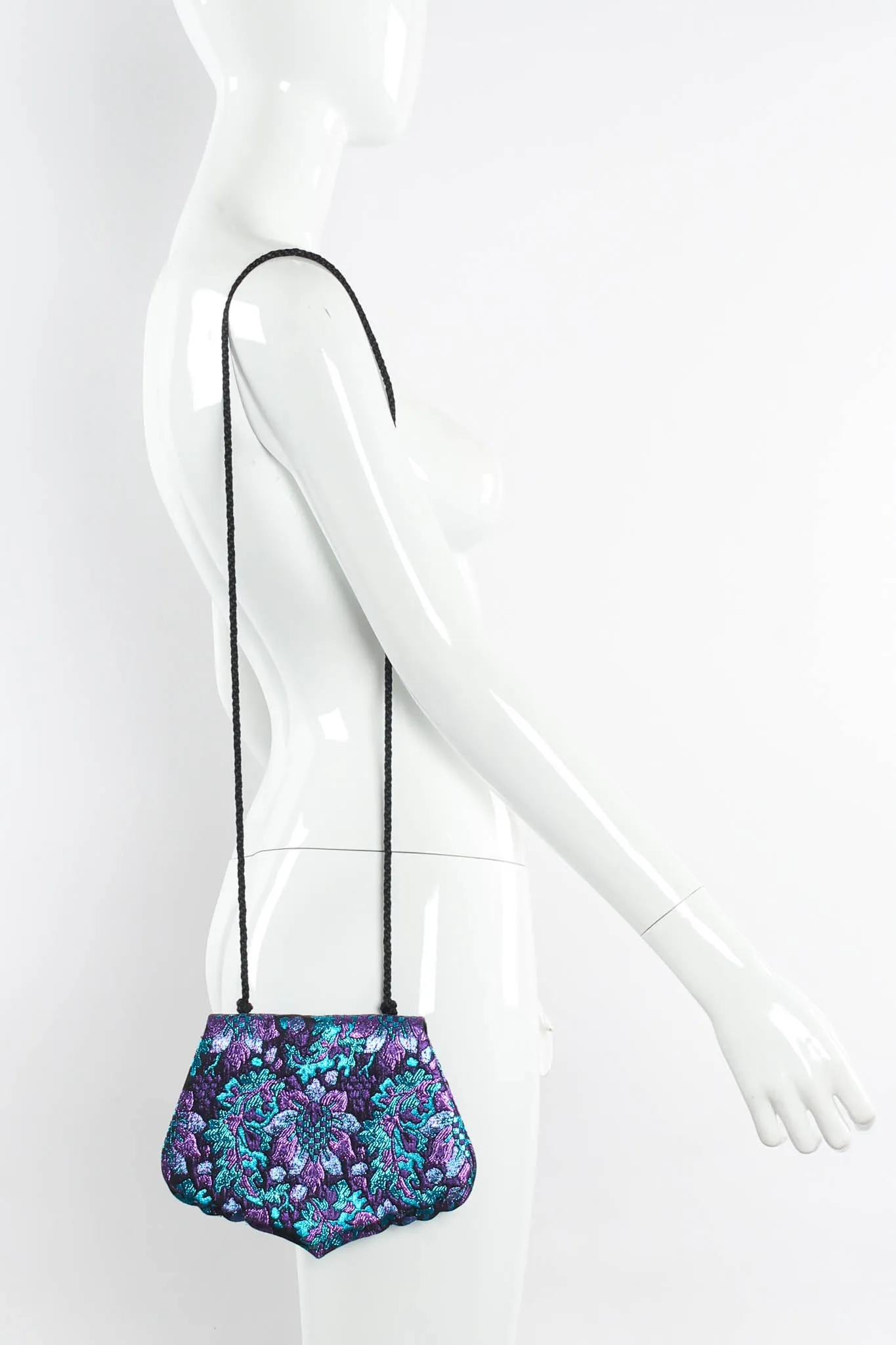 Floral Brocade Metallic Jacket & Bag Set