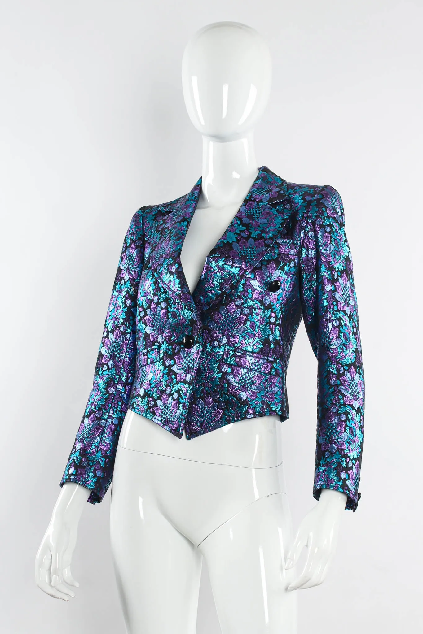 Floral Brocade Metallic Jacket & Bag Set