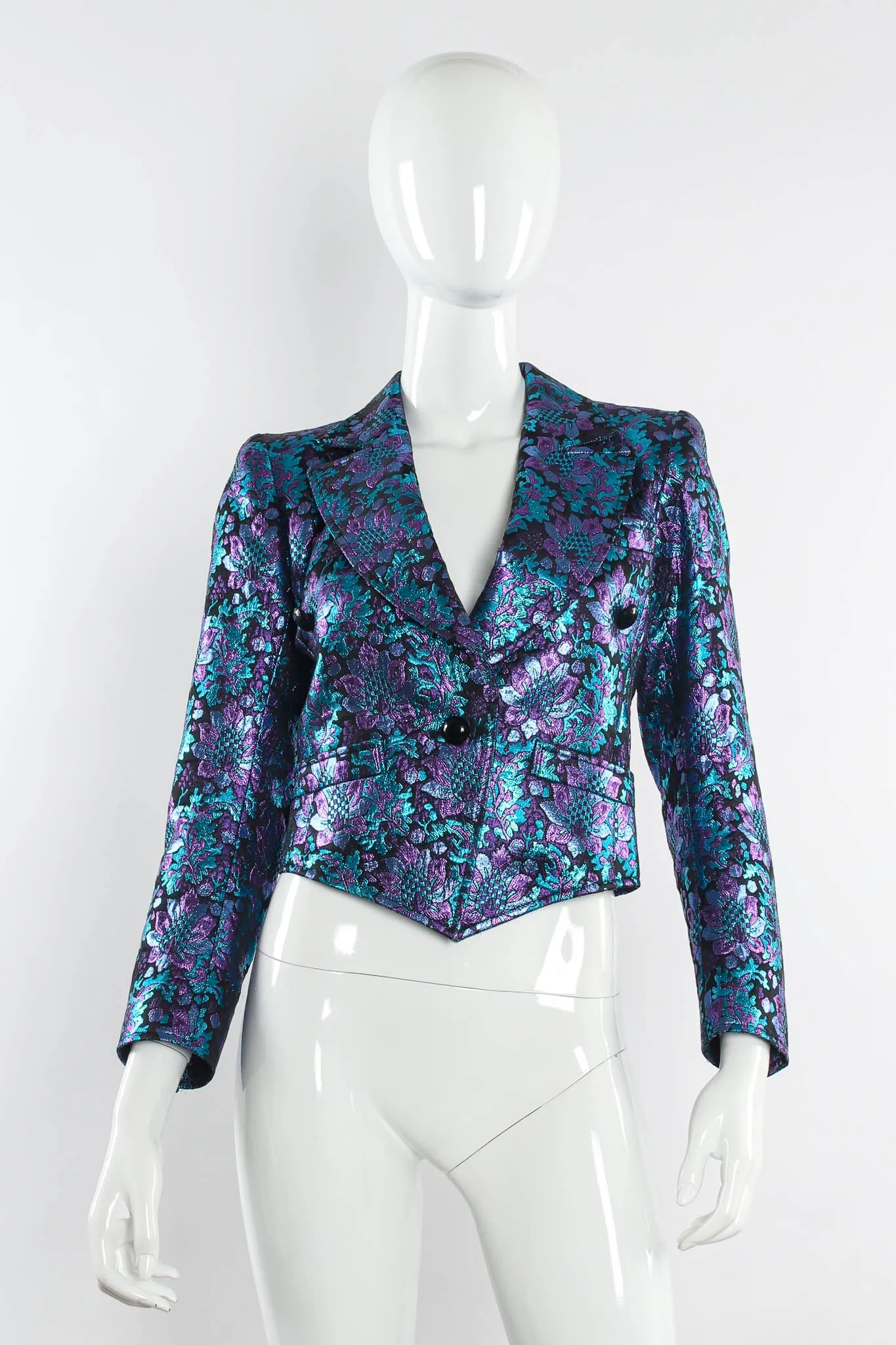 Floral Brocade Metallic Jacket & Bag Set