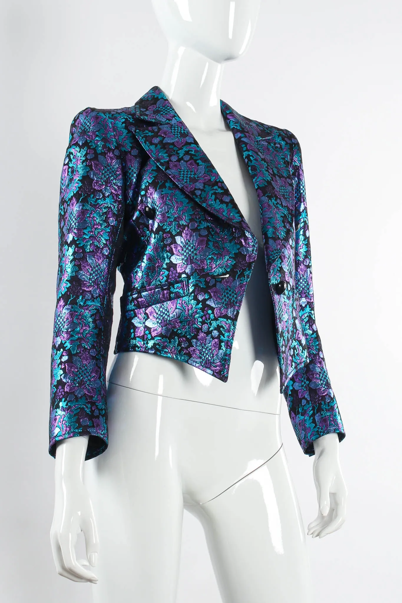 Floral Brocade Metallic Jacket & Bag Set