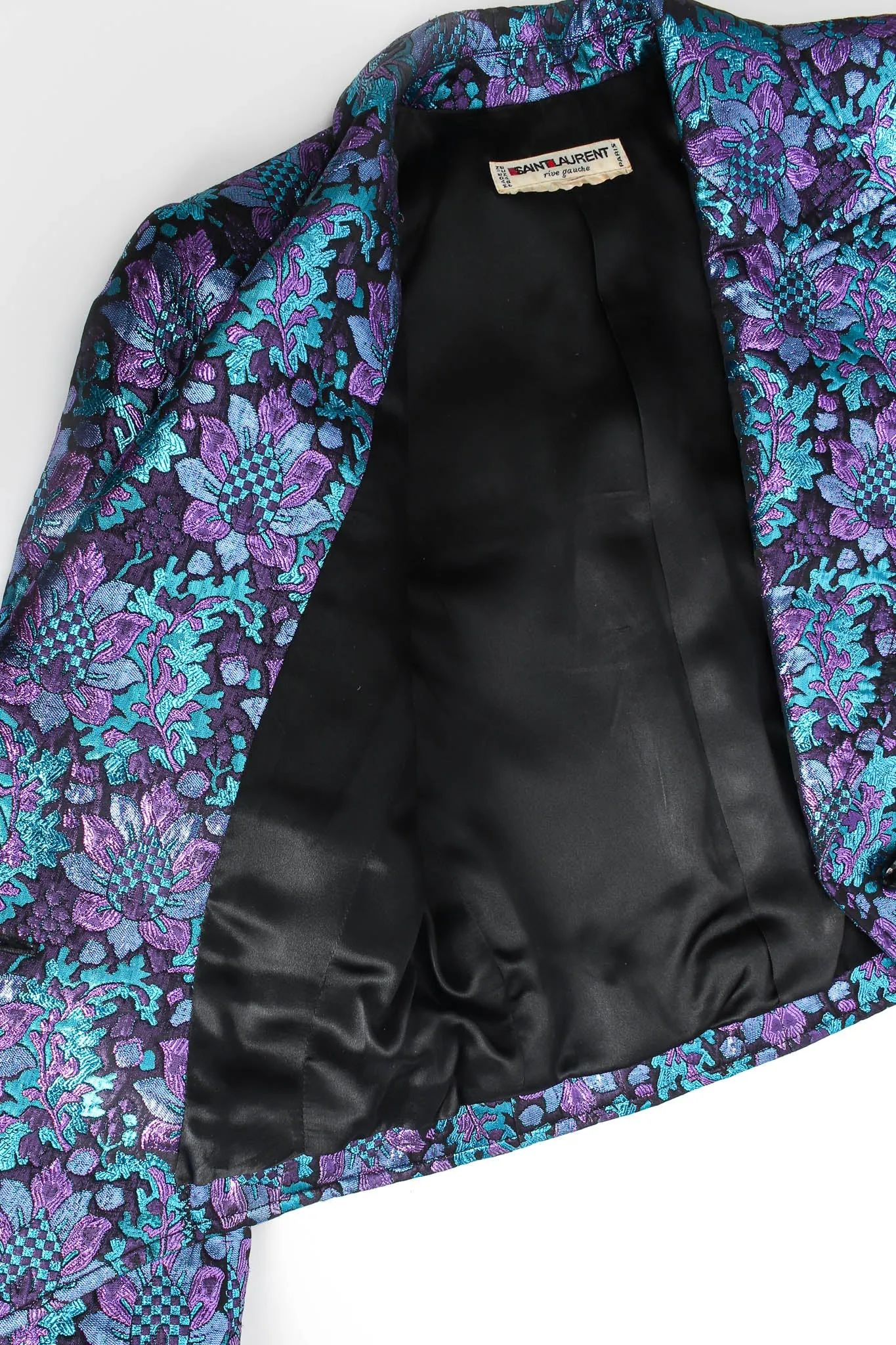 Floral Brocade Metallic Jacket & Bag Set