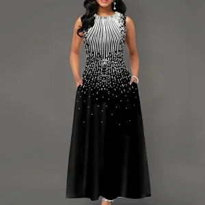 Floral Print Round Neck Half Sleeve Maxi Dress