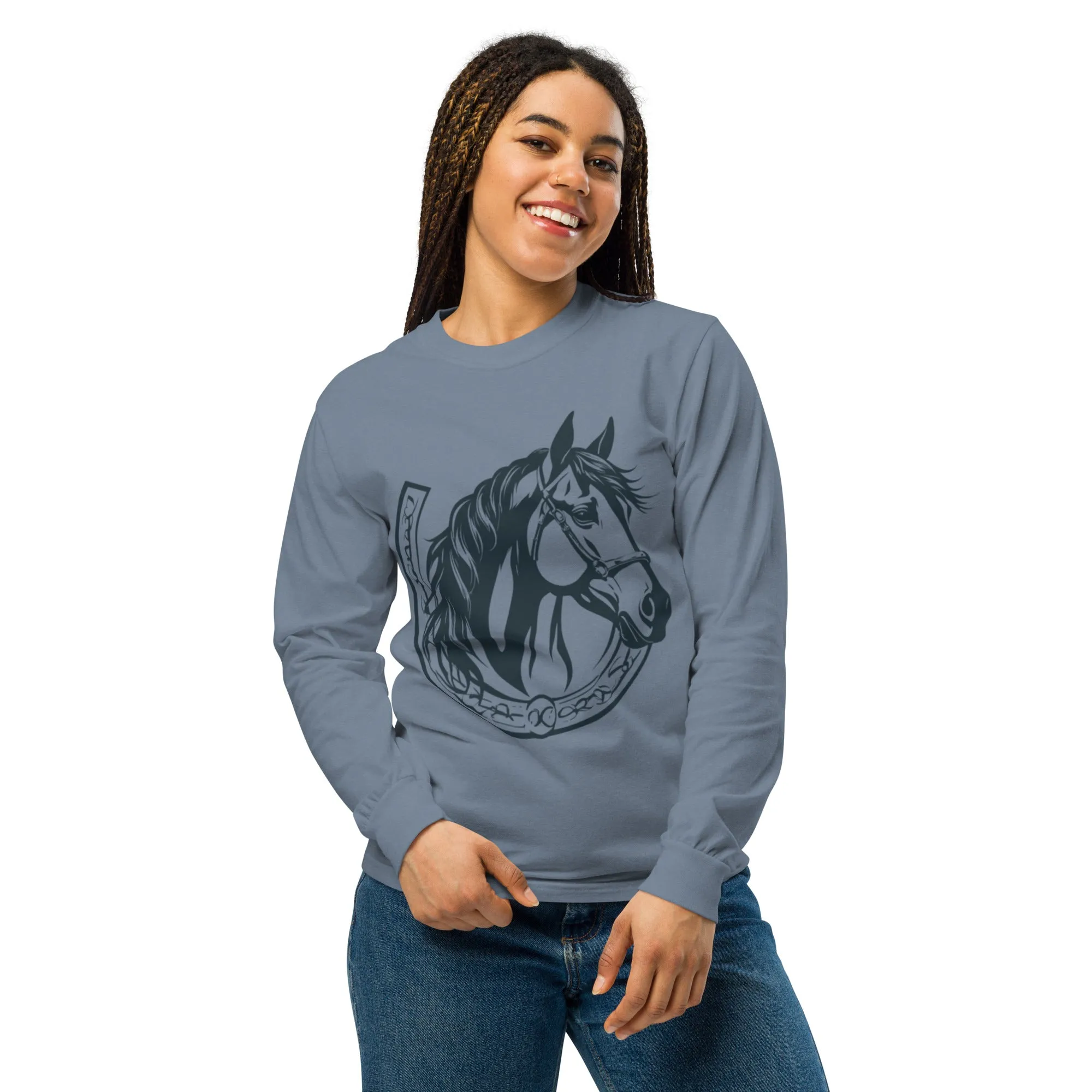 Garment-dyed heavyweight long-sleeve shirt-Small to 3XL