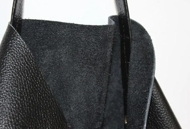 Genuine Leather Bag Handmade Black Tote Bag Shoulder Bag Handbag For Women