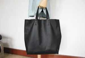 Genuine Leather Bag Handmade Black Tote Bag Shoulder Bag Handbag For Women