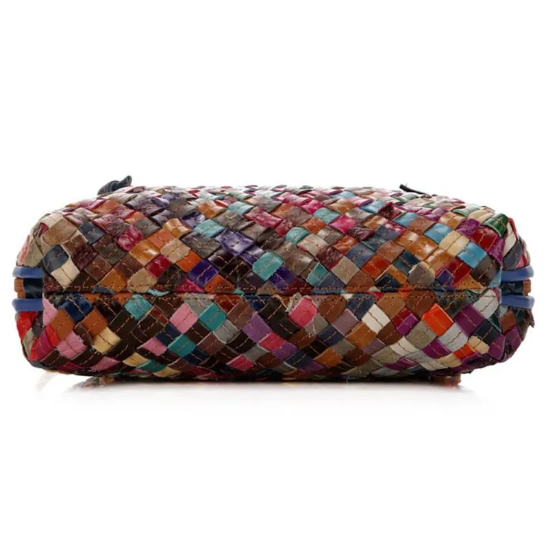 Genuine Leather Handbag Shoulder Hand-Woven Ladies Bag