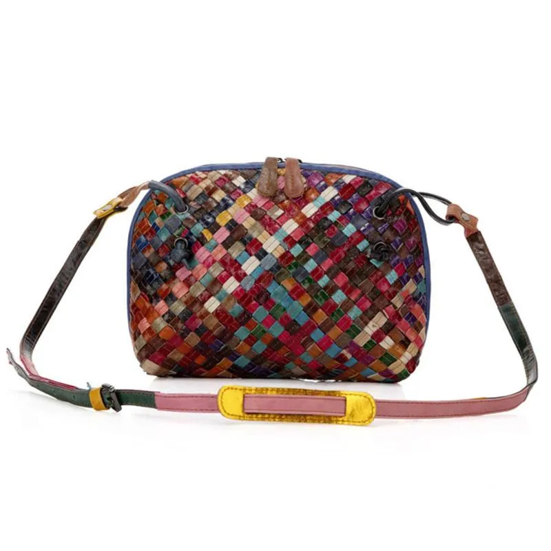 Genuine Leather Handbag Shoulder Hand-Woven Ladies Bag