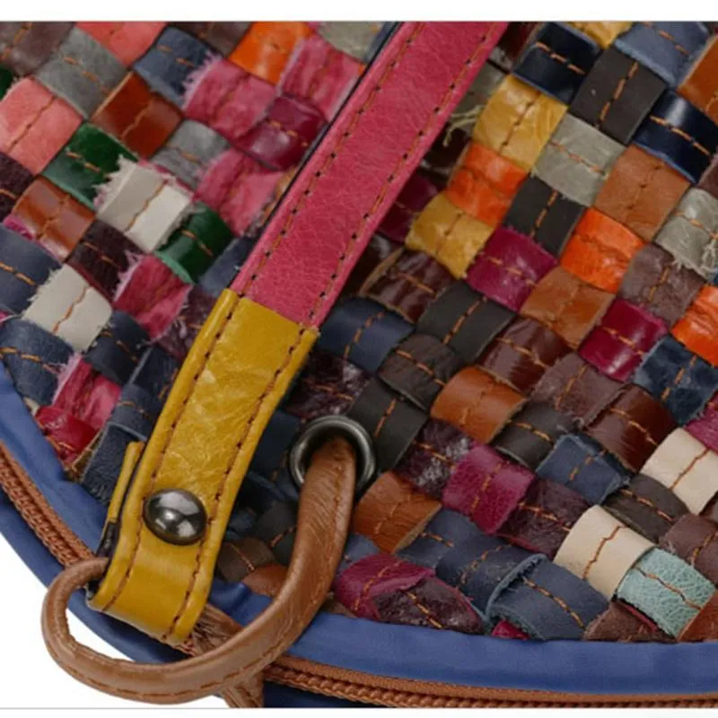Genuine Leather Handbag Shoulder Hand-Woven Ladies Bag