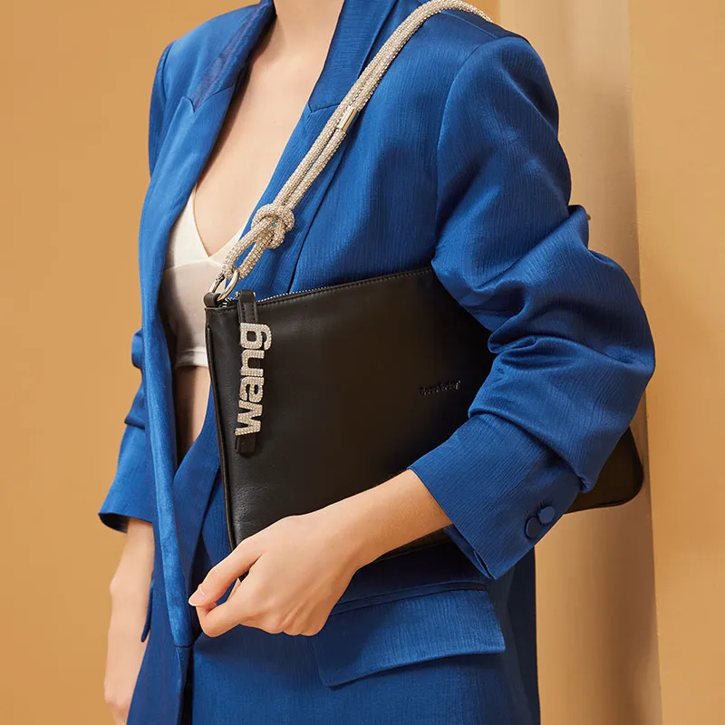 Genuine Leather Women’s Crossbody Bag with Detachable Chain