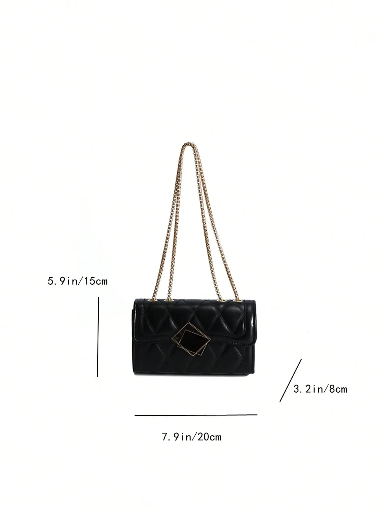Geo Pattern Quilt Decor Closure Chain Strap Square Bag
