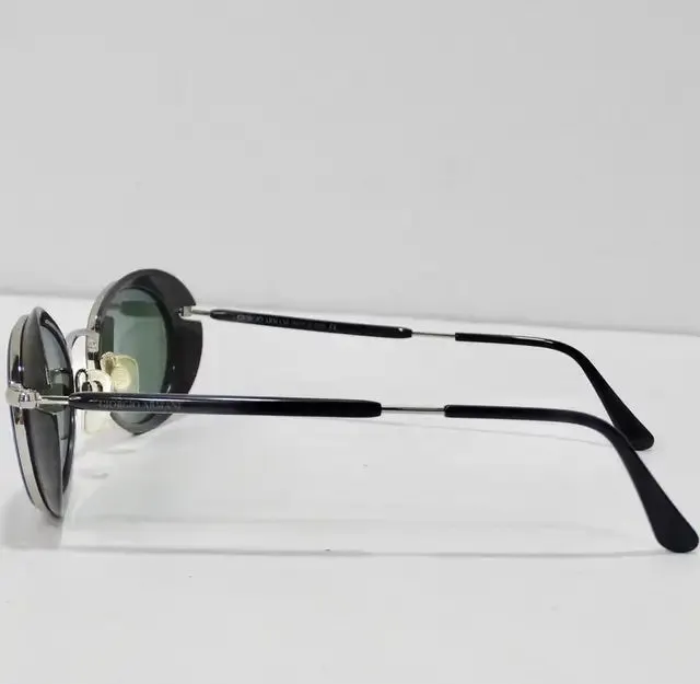Giorgio Armani 1990s Black Silver Sunglasses