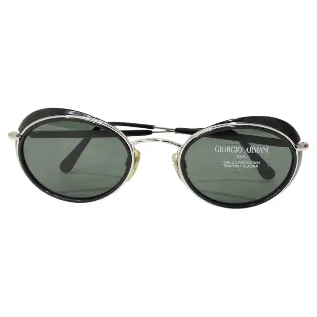 Giorgio Armani 1990s Black Silver Sunglasses