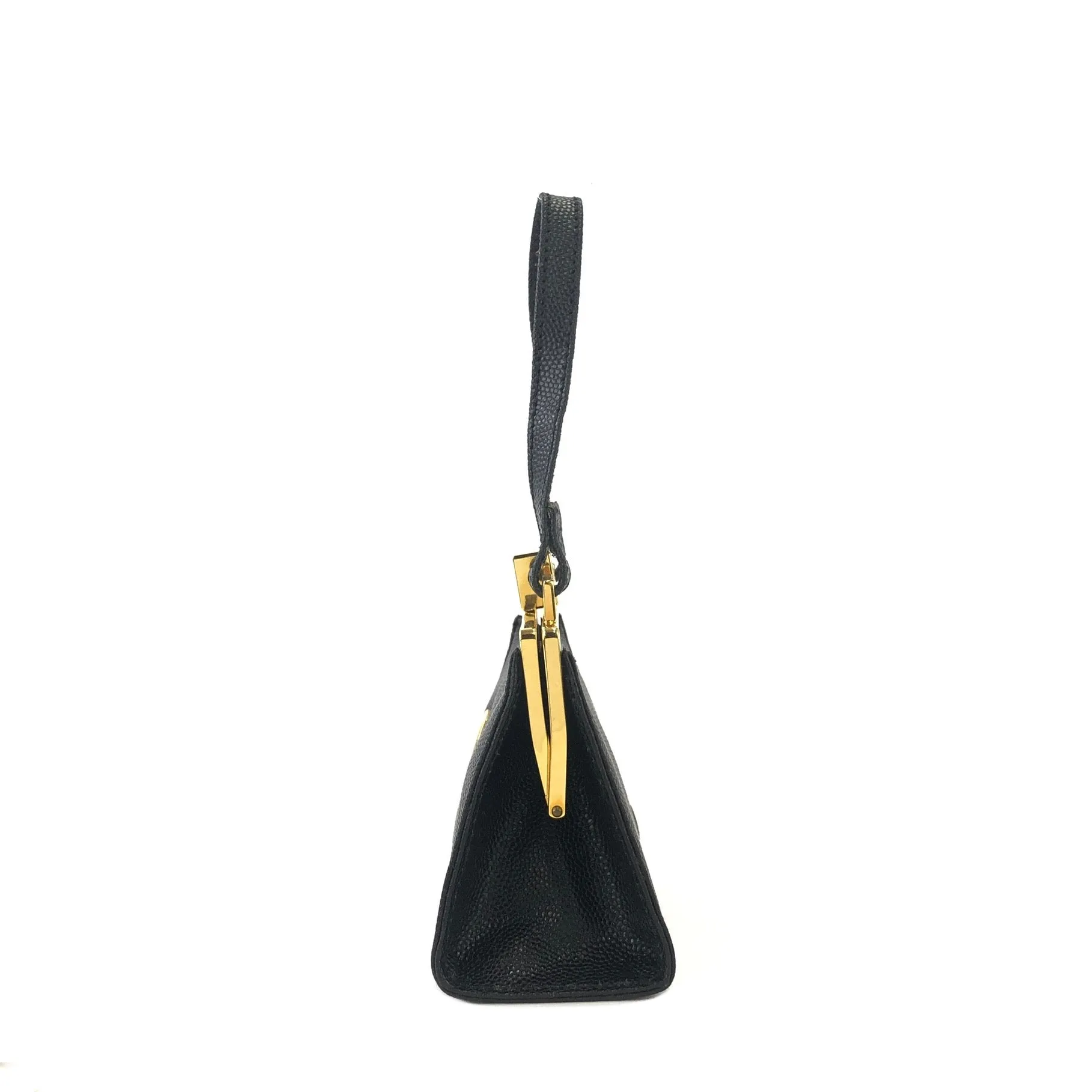 GIVENCHY Logo Clasp Mini Handbag Black Vintage Old gmgwt2