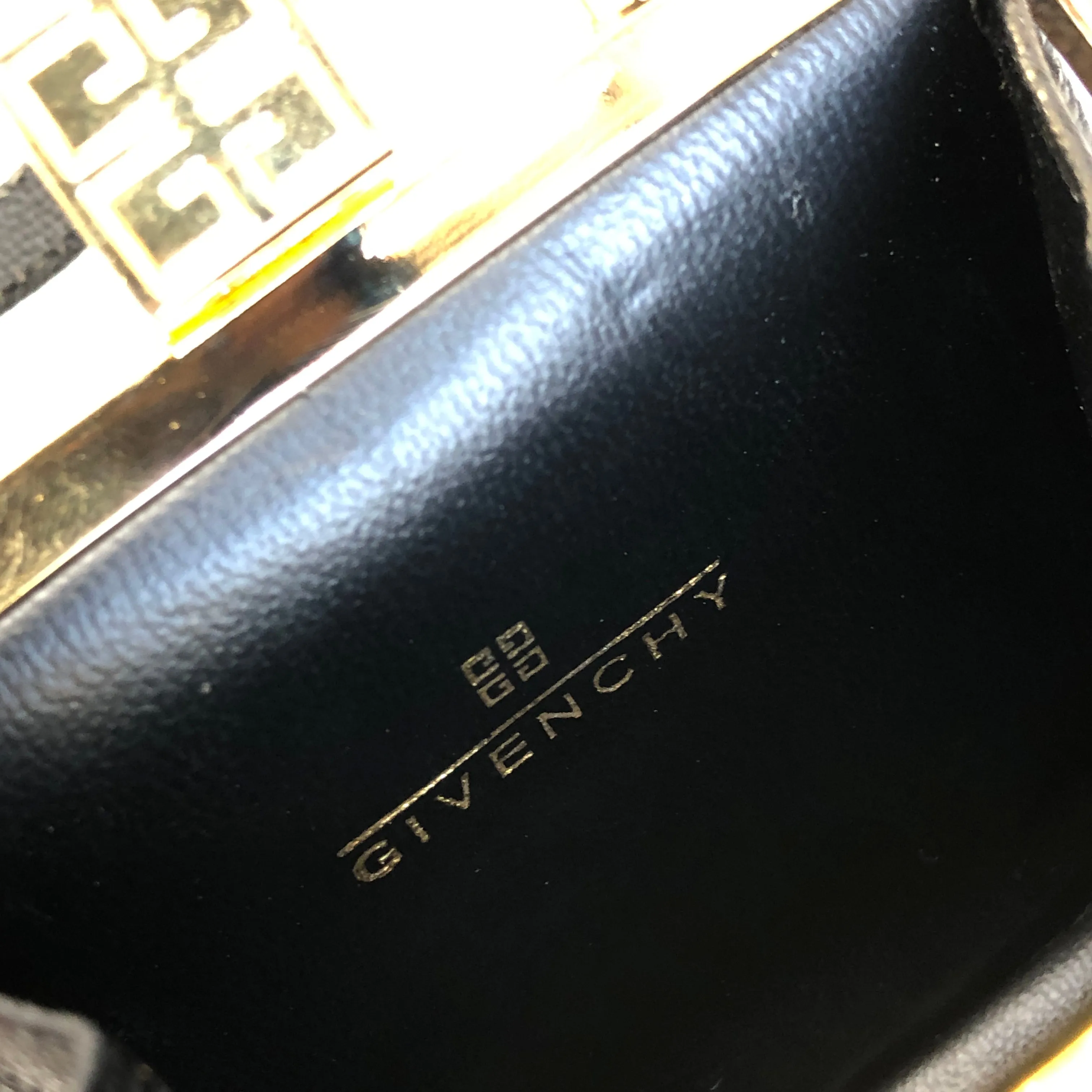 GIVENCHY Logo Clasp Mini Handbag Black Vintage Old gmgwt2