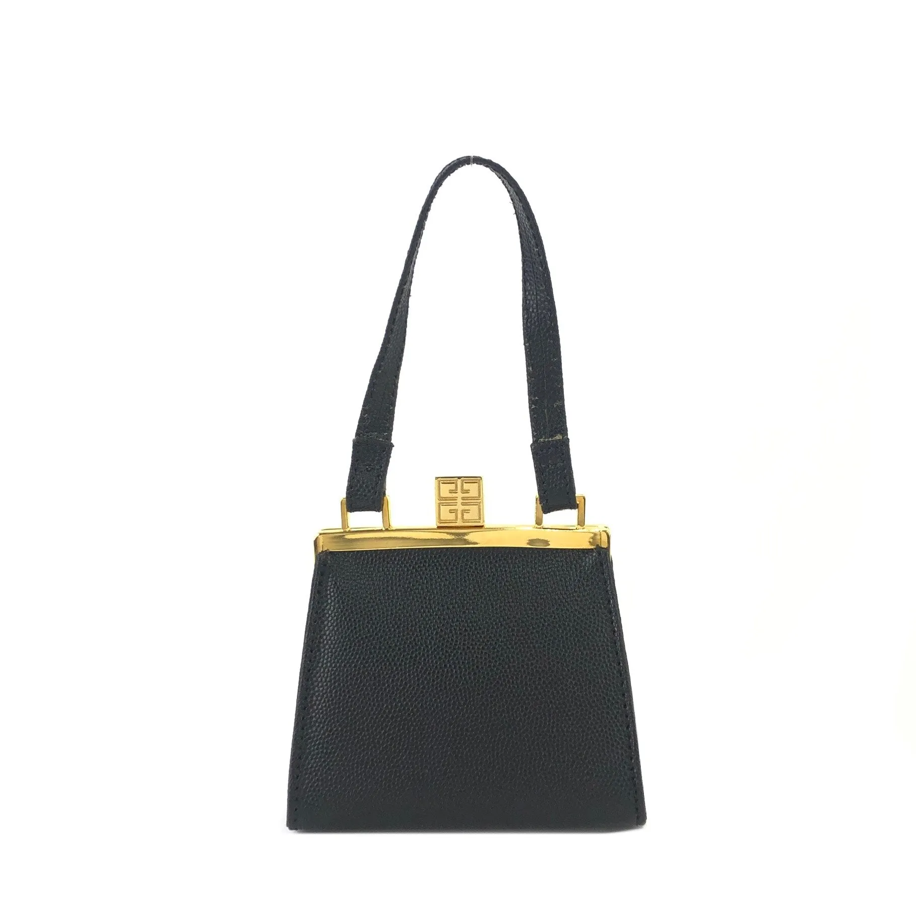 GIVENCHY Logo Clasp Mini Handbag Black Vintage Old gmgwt2