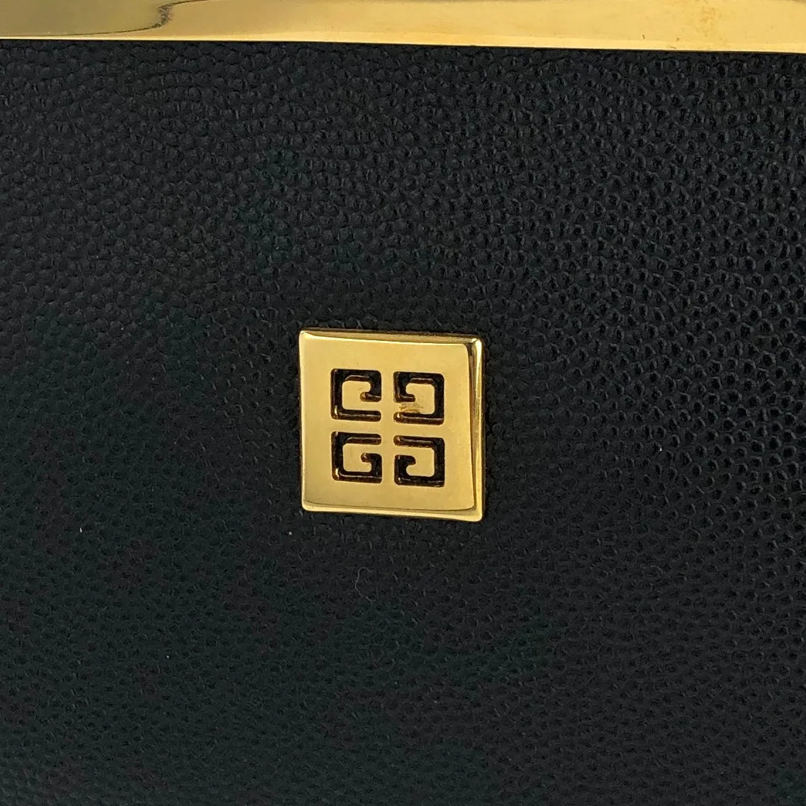 GIVENCHY Logo Clasp Mini Handbag Black Vintage Old gmgwt2