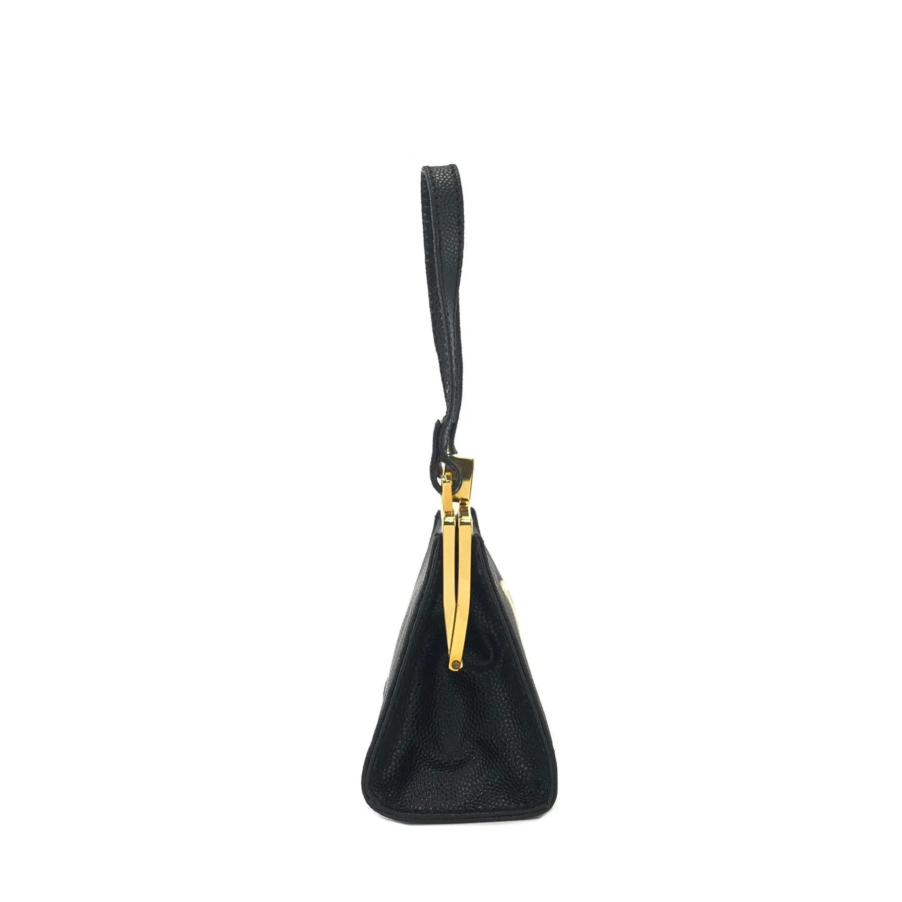 GIVENCHY Logo Clasp Mini Handbag Black Vintage Old gmgwt2