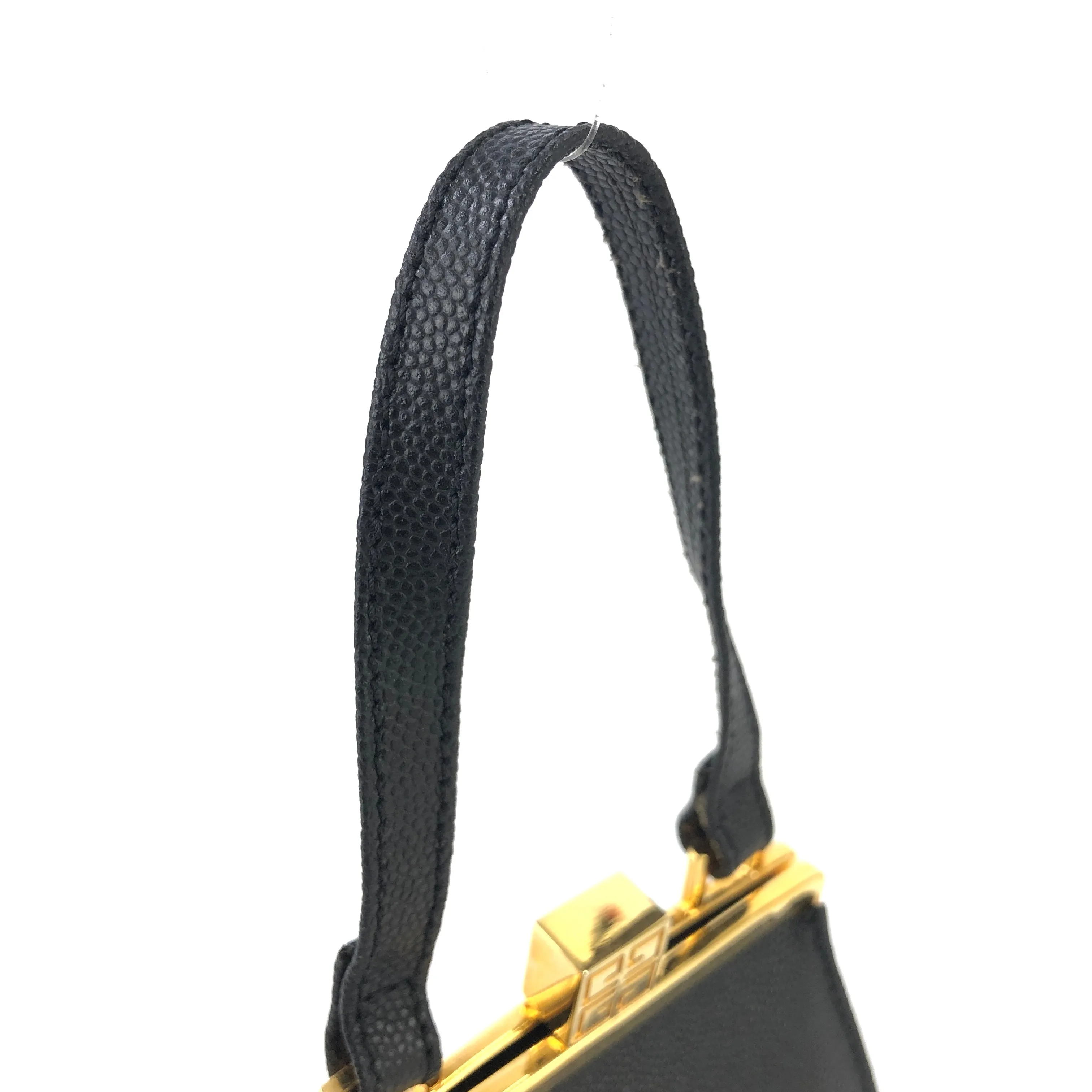GIVENCHY Logo Clasp Mini Handbag Black Vintage Old gmgwt2