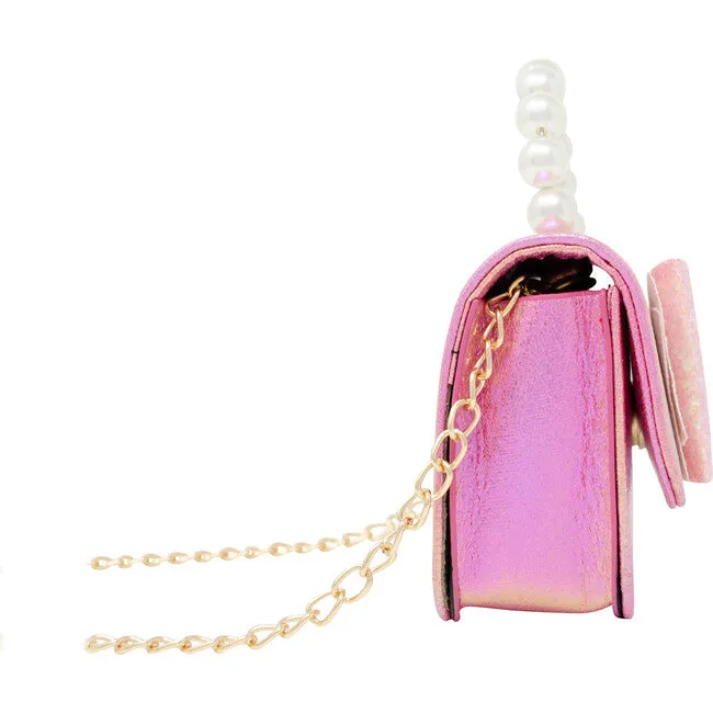 Glitter Bow Pearl Handle Handbag