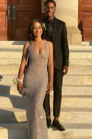 Glitter Sequin Sleeveless Slim Prom Formal Dress