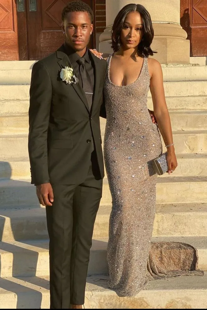 Glitter Sequin Sleeveless Slim Prom Formal Dress
