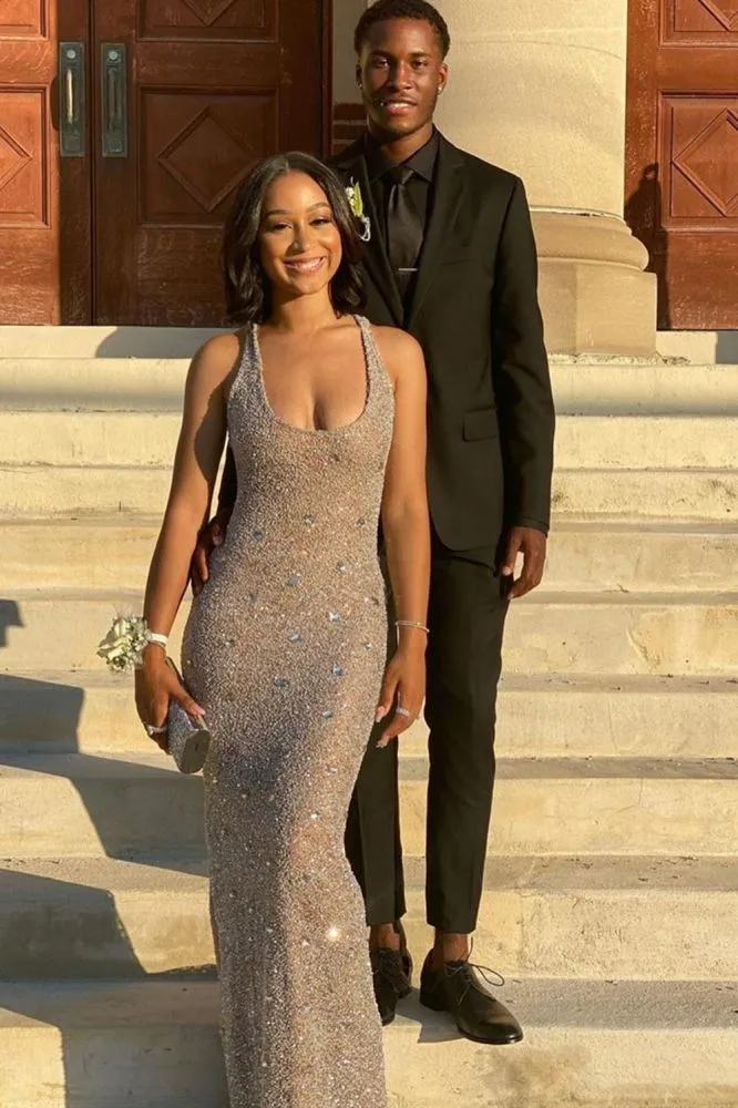Glitter Sequin Sleeveless Slim Prom Formal Dress