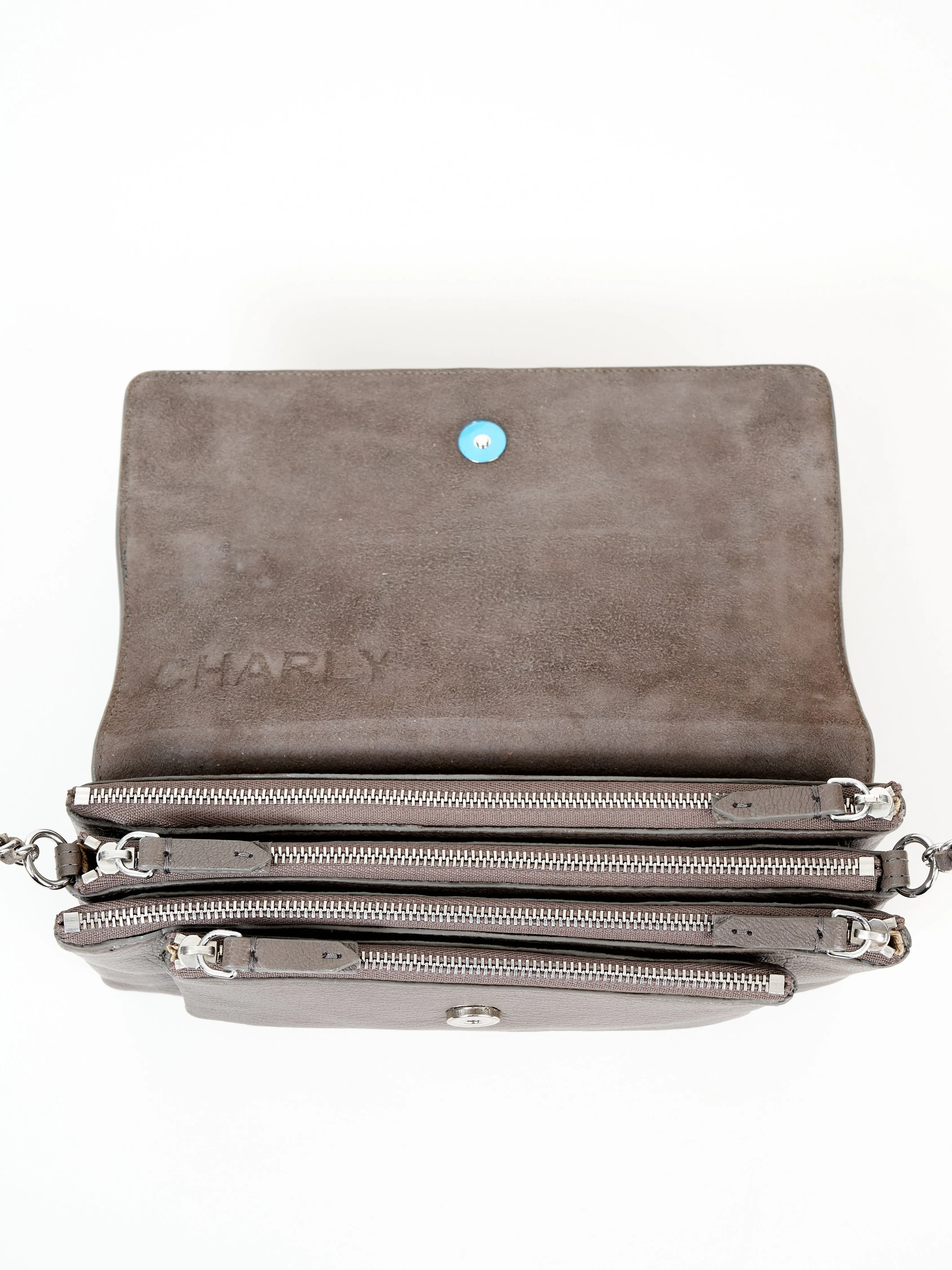 goatskin crossbody - gris