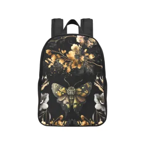 Gold Black Luna Moth Backpack, Boho Bookbag (Select Size), Canvas Backpack, Witchy Back Pack Purse