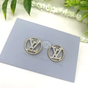 Gold Halo LV Stud Earrings