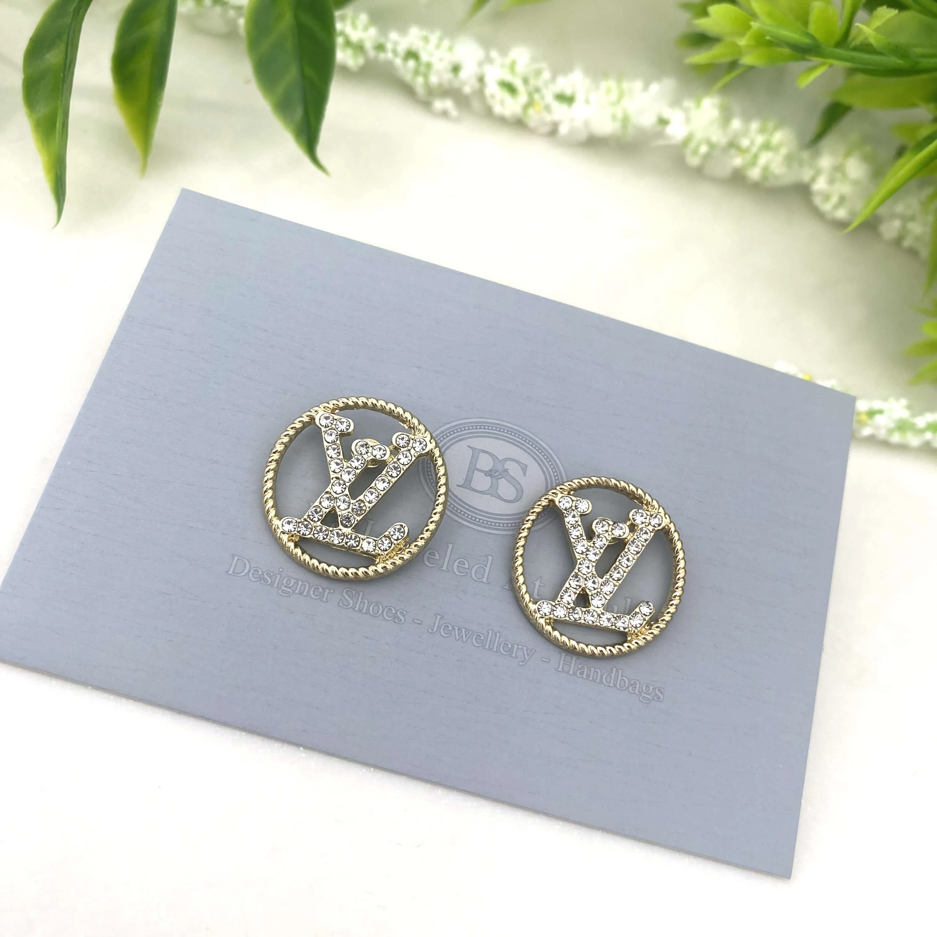 Gold Halo LV Stud Earrings