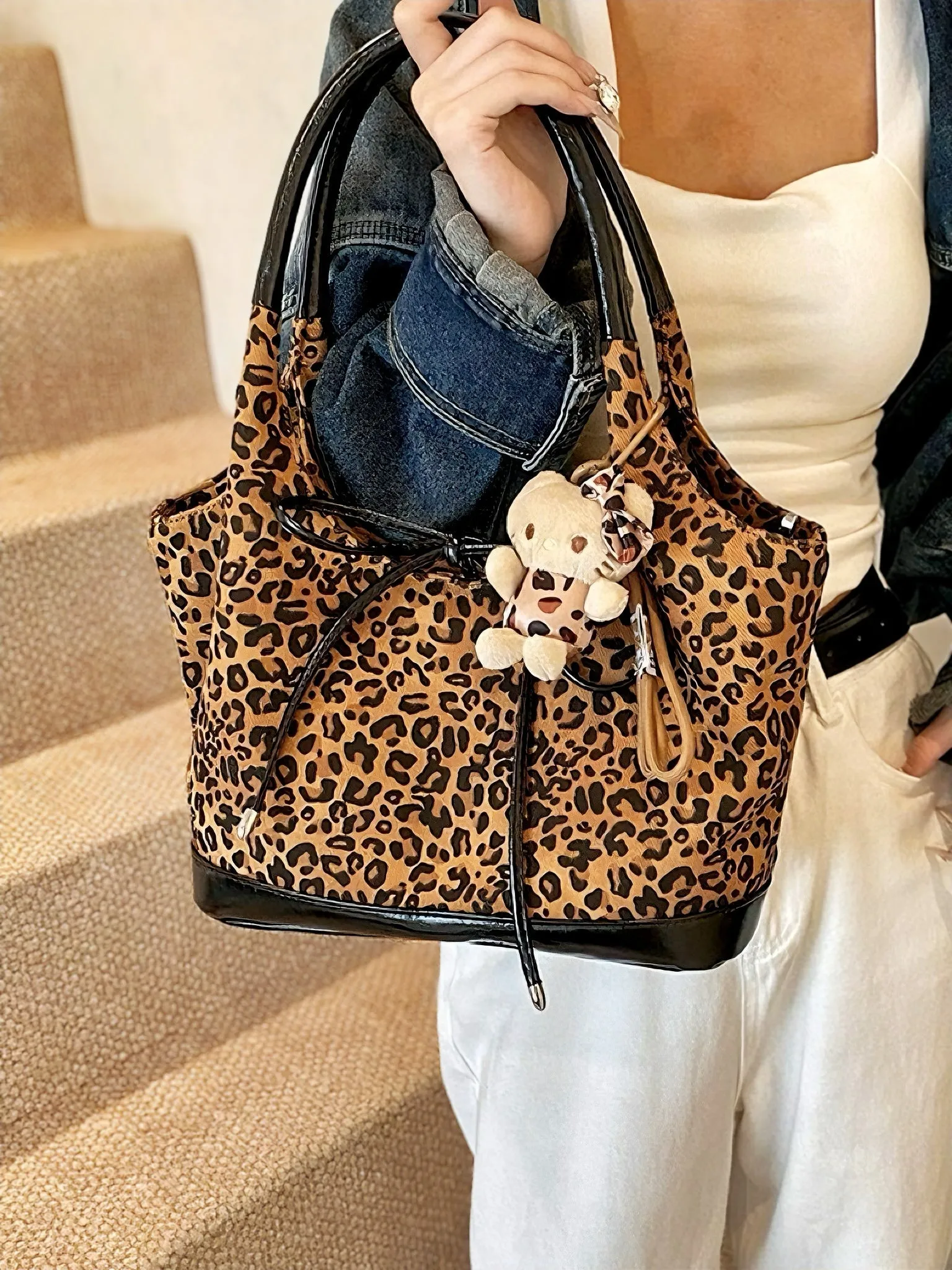 'Golden Rules' Y2k Leopard Print Hand Bag