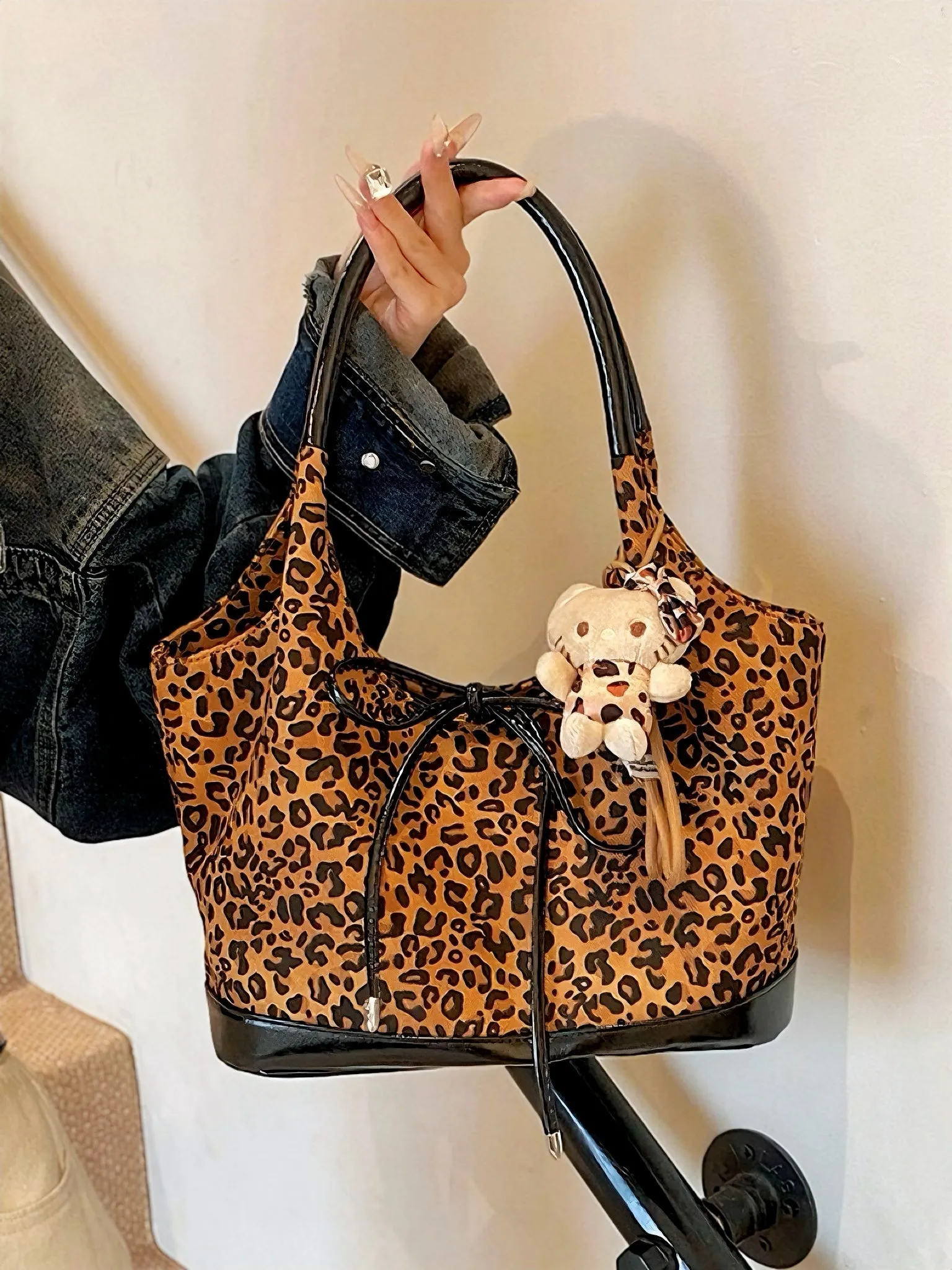 'Golden Rules' Y2k Leopard Print Hand Bag